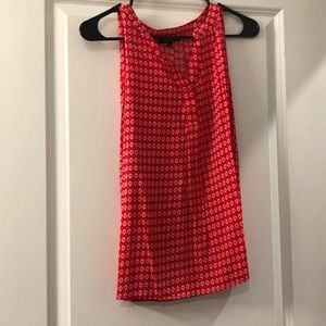 Red and White Sleeveless Blouse